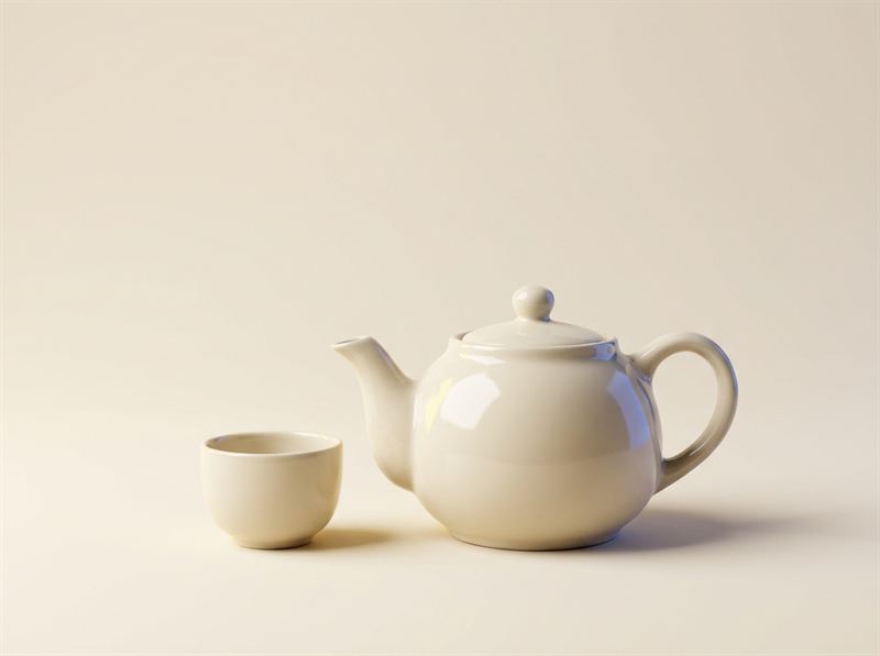 Ceramic teapot, cream glaze